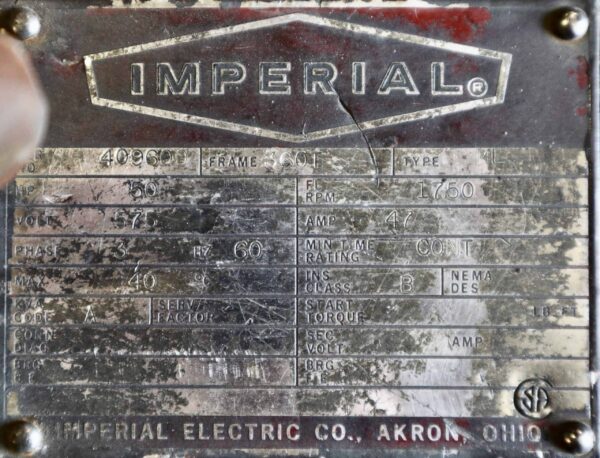 Imperial Electric Generator 40HP 25KW 1750RPM 360T/366A #375 - Image 7