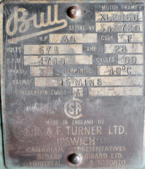 Bull AC Motor 30HP 1700RPM XL286U - Image 7