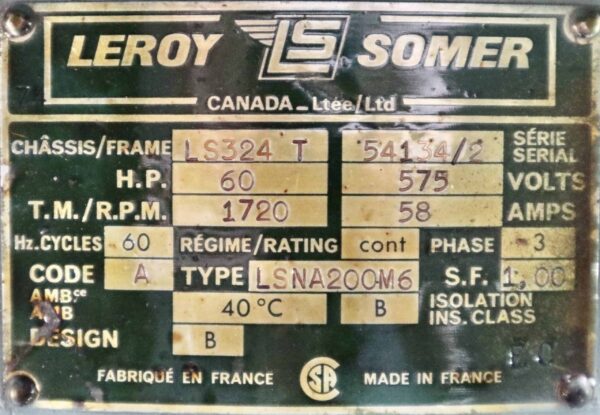 Leroy Somer AC 60HP 1720RPM LS324 T - Image 7