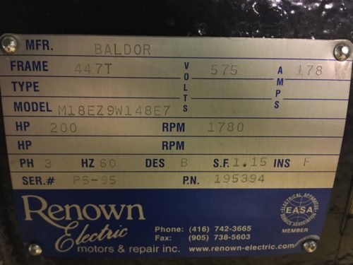 Baldor AC Motor 200Hp 575V 178A 1780Rpm #290