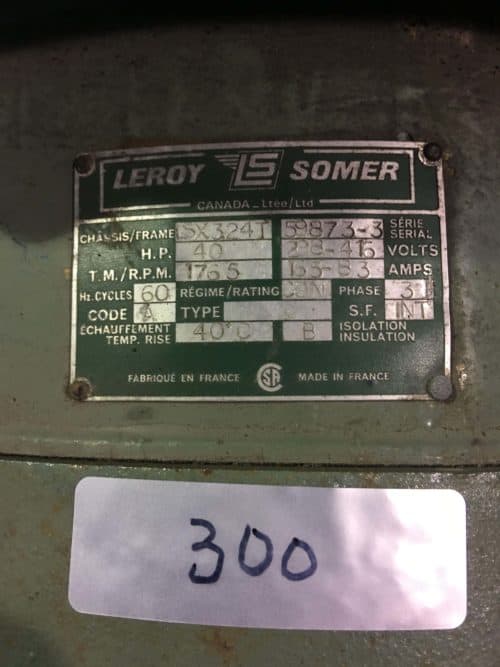 Leroy Somer Ac Hoist Motor 40Hp 288-416V 165-88A 1765Rpm