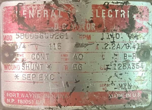 General Electric Door Motor 1/4HP 1140RPM 56 1066 - Image 2