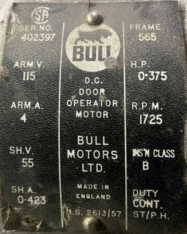 Bull Door Motor 0.375HP 1725RPM 565 1073 - Image 2