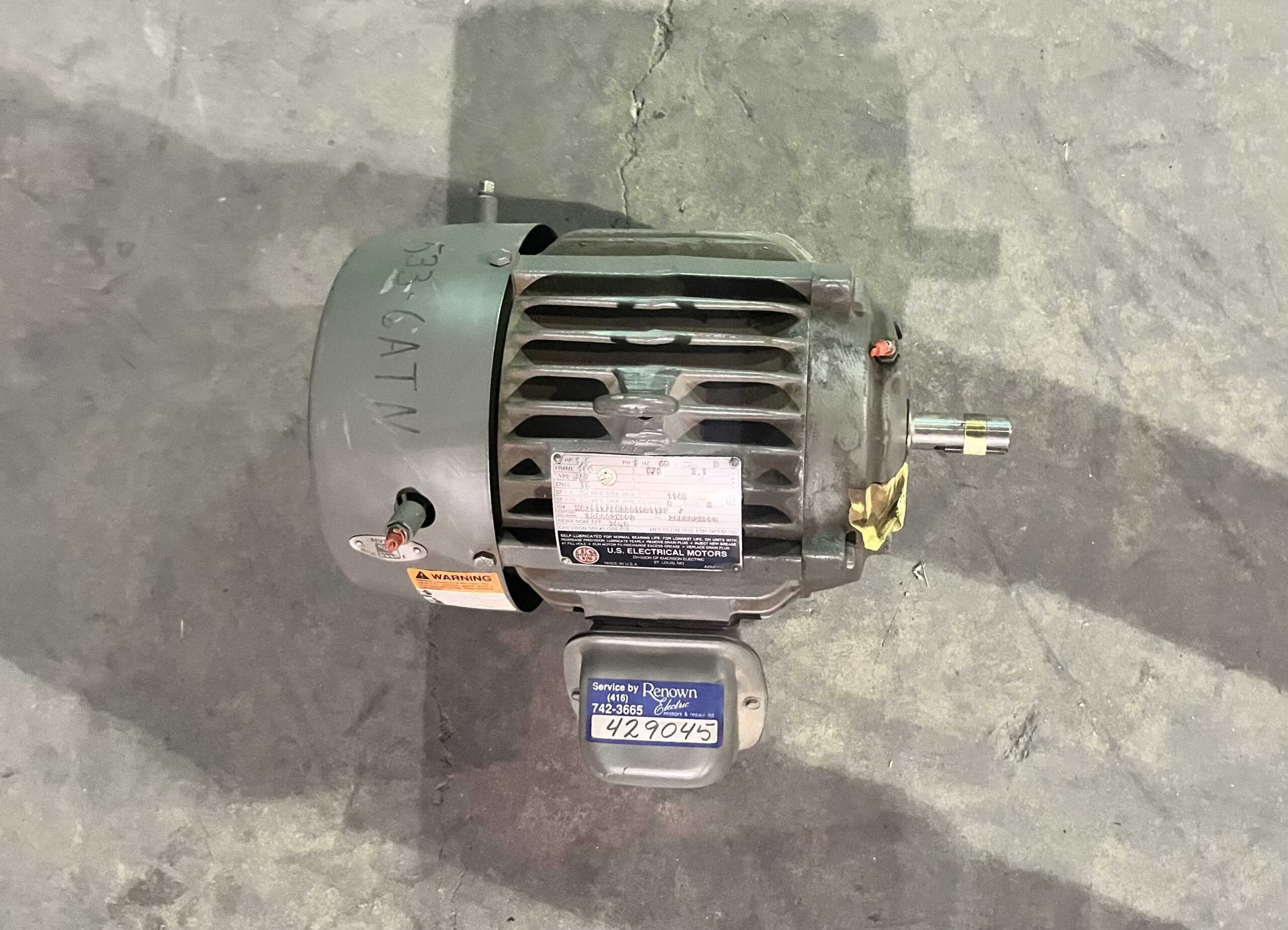 US Electrical 1.5HP 1140RPM 184 AC Motor 429045 Renown Electric